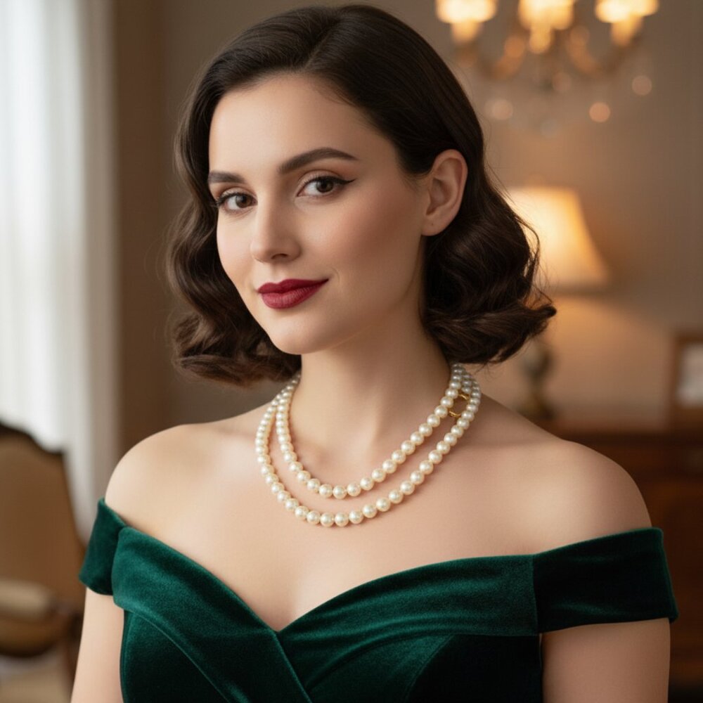 Vintage Multi Strand Faux Pearl Necklace – Twisted Layered Statement Necklace